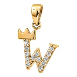 Dije Inicial Letra W con Corona de Oro 10k y Zirconias 20 mm - Imagen 2