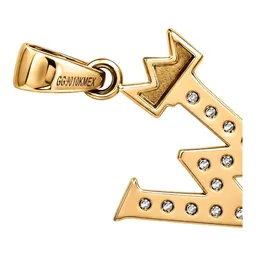 Dije Inicial Letra W con Corona de Oro 10k y Zirconias 20 mm - Imagen 4