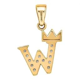 Dije Inicial Letra W con Corona de Oro 10k y Zirconias 20 mm - Imagen 5