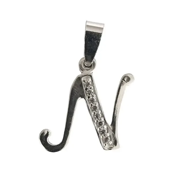 Dije Inicial N Plata 925 con Zirconia para Collar - Imagen 1