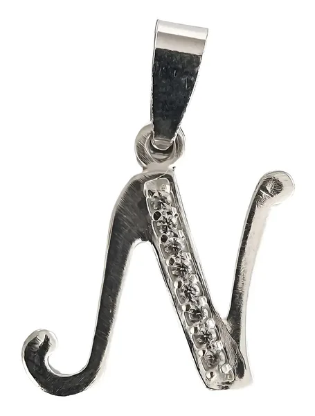 Dije Inicial N Plata 925 con Zirconia para Collar - Imagen 1
