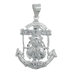 Dije Jesús Malverde Ancla Plata 925 con Zirconia Transparente - Imagen 1
