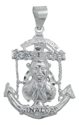 Dije Jesús Malverde Ancla Plata 925 con Zirconia Transparente - Imagen 1