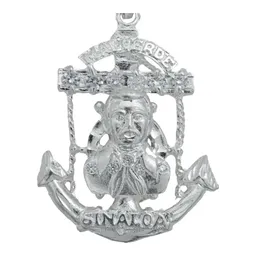 Dije Jesús Malverde Ancla Plata 925 con Zirconia Transparente - Imagen 2