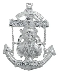 Dije Jesús Malverde Ancla Plata 925 con Zirconia Transparente - Imagen 2