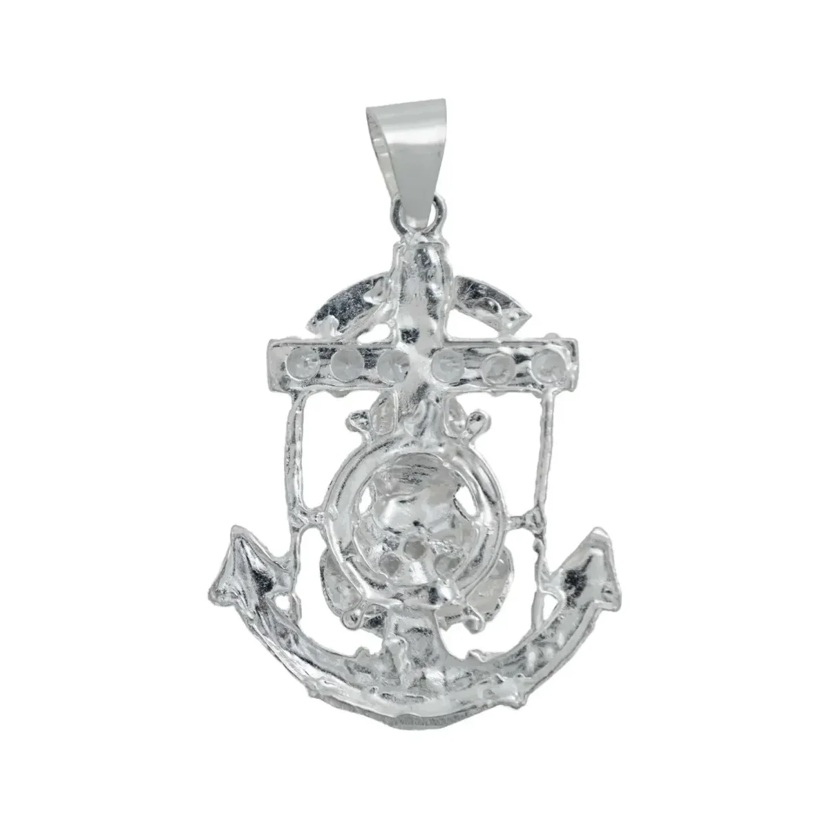 Dije Jesús Malverde Ancla Plata 925 con Zirconia Transparente - Imagen 3