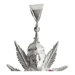 Dije Jesús Malverde Cannabis Tricolor de Plata .925 con Zirconia - Imagen 3