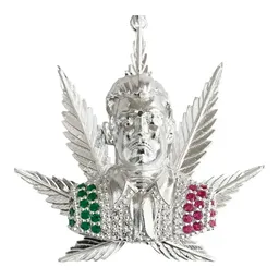 Dije Jesús Malverde Cannabis con Zirconia Plata .925 - Imagen 2