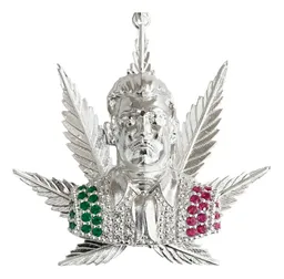 Dije Jesús Malverde Cannabis con Zirconia Plata .925 - Imagen 2