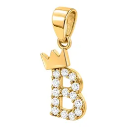 Dije Letra B con Corona de Oro 10k y Zirconias de 20 mm - Imagen 2