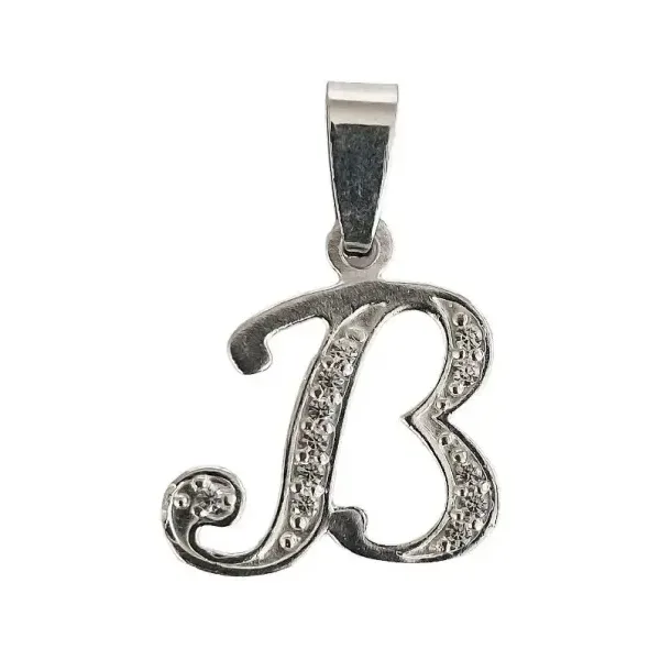 Dije Letra B Plata Ley 925 Zirconias Brillantes Diseño Elegante Moderno - Imagen 1