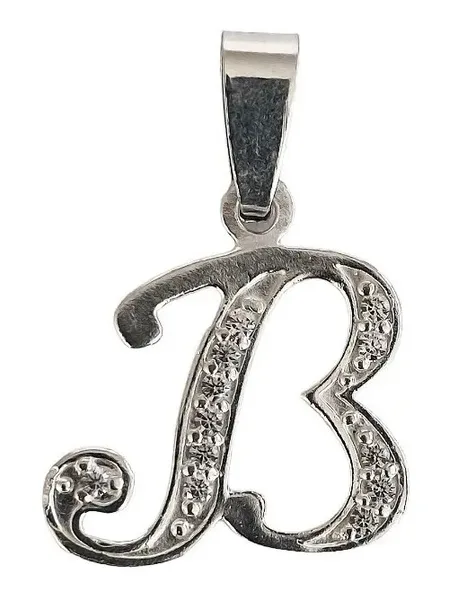 Dije Letra B Plata Ley 925 Zirconias Brillantes Diseño Elegante Moderno - Imagen 1