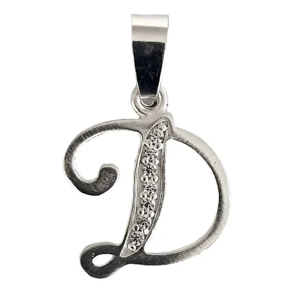 Dije Letra D Plata Ley .925 Zirconia Transparente para Collar Unisex - Imagen 1