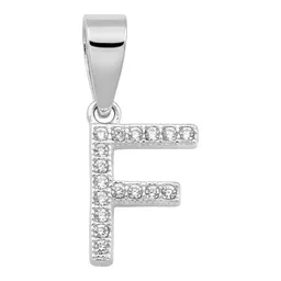 Dije Letra F Plata 925 con Zirconia para Collar - Imagen 1
