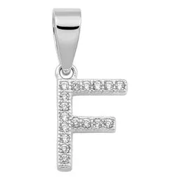 Dije Letra F Plata 925 con Zirconia para Collar - Imagen 1