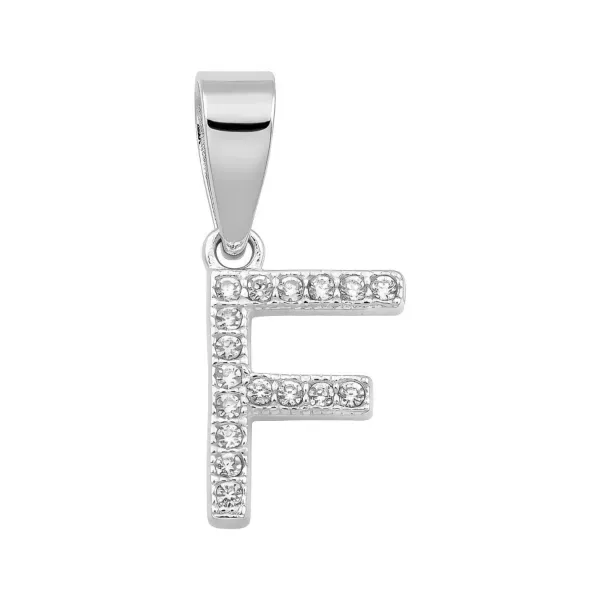 Dije Letra F Plata 925 con Zirconia para Collar - Imagen 1