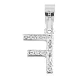 Dije Letra F Plata 925 con Zirconia para Collar - Imagen 2