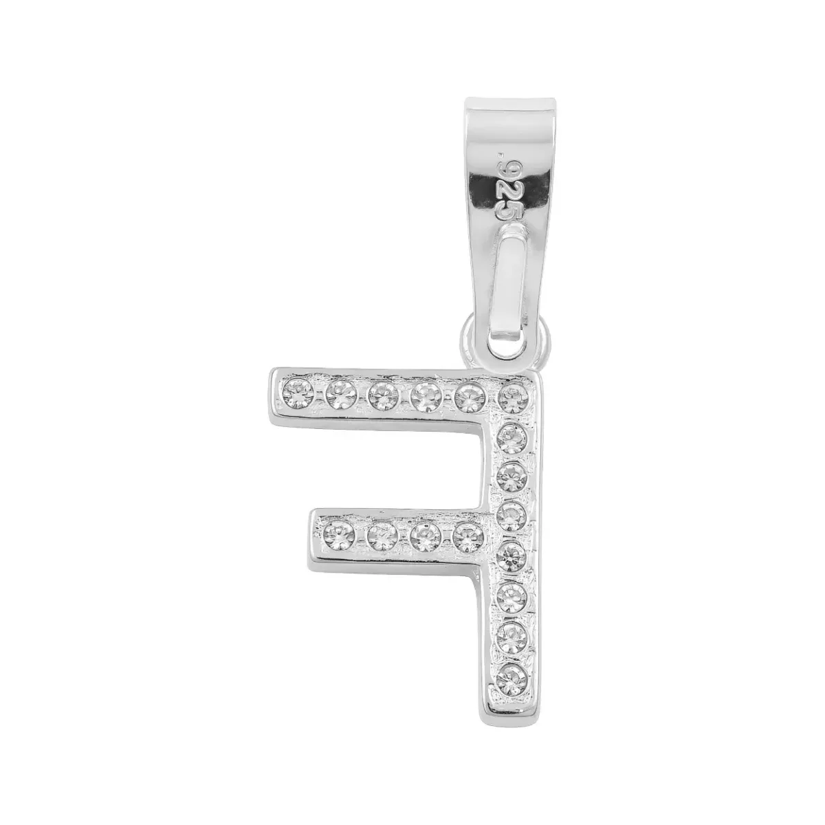Dije Letra F Plata 925 con Zirconia para Collar - Imagen 2