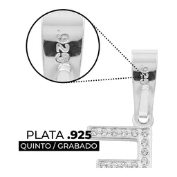 Dije Letra F Plata 925 con Zirconia para Collar - Imagen 3