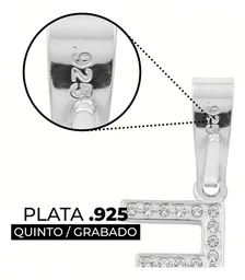 Dije Letra F Plata 925 con Zirconia para Collar - Imagen 3