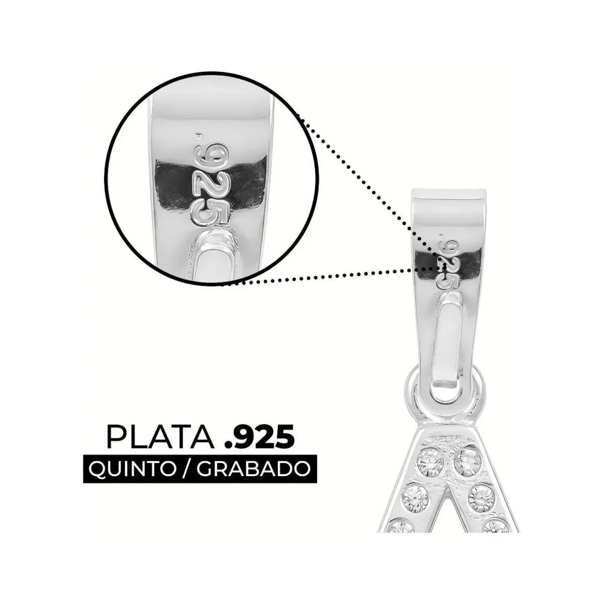 Dije Letra Inicial Plata 925 con Zirconia para Collar - Imagen 3