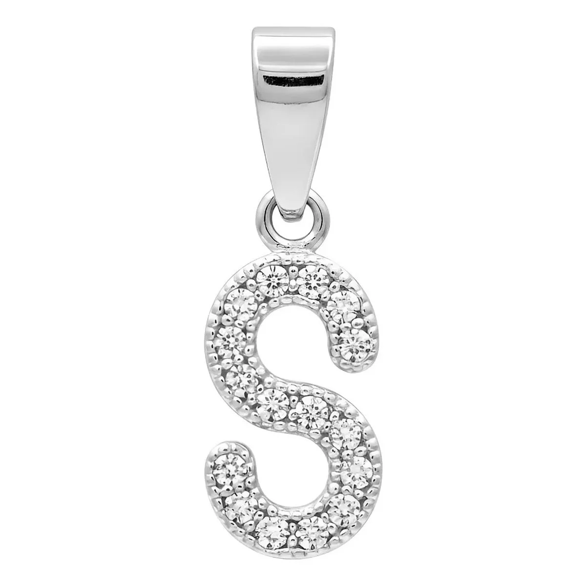 Dije letra inicial de Plata .925 Nacional con brillante Zirconia, ideal para collares de plata personalizados y joyería minim