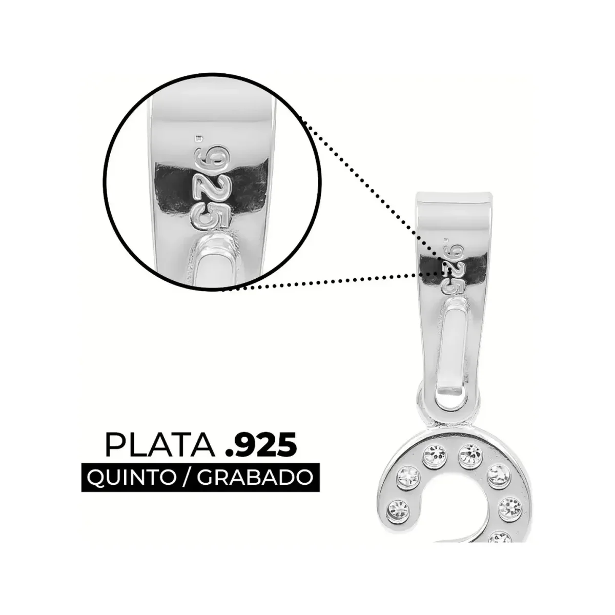 Dije Letra Inicial Plata 925 con Zirconia para Mujer - Imagen 3