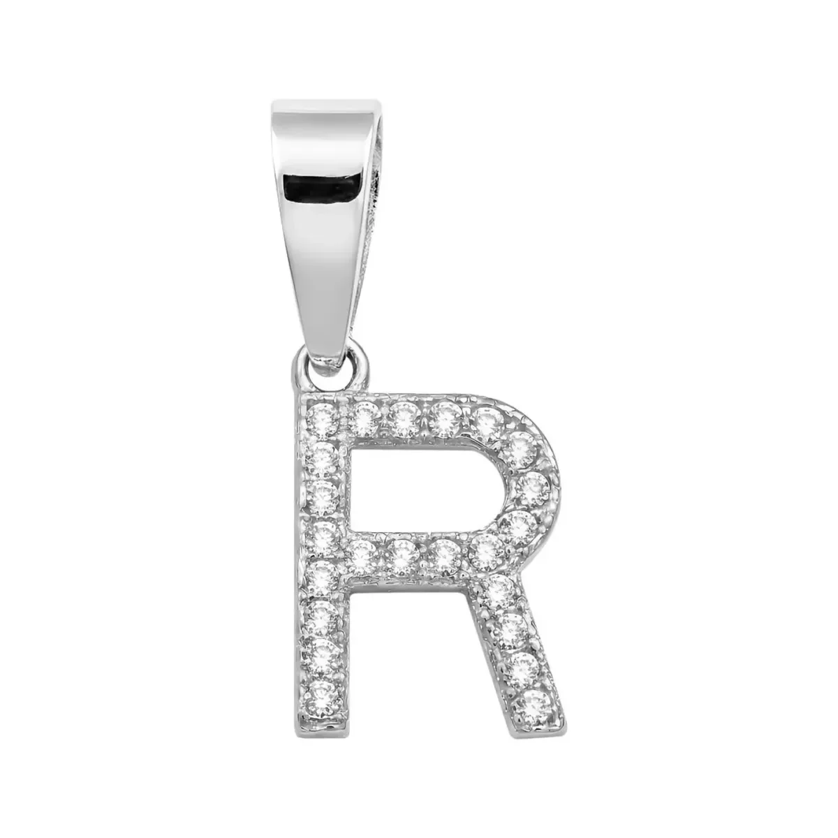 Dije letra inicial plata .925 con zirconia transparente. Joyería de plata mexicana, colgante de letra minimalista y elegante.