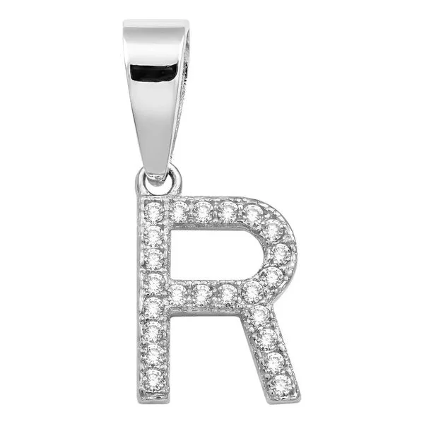 Dije Letra Inicial Plata .925 con Zirconia Transparente - Imagen 1