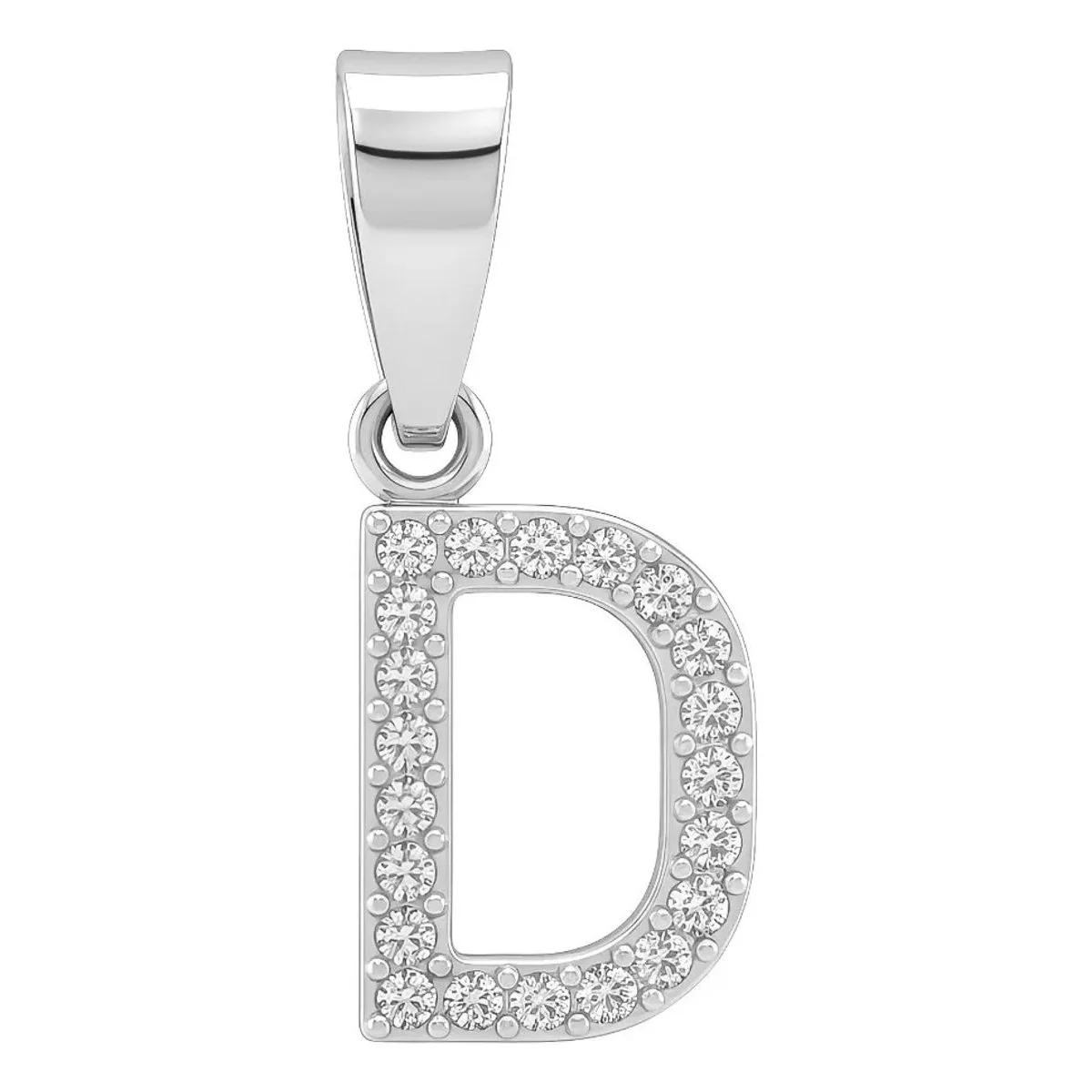 Dije Letra Inicial Plata 925 con Zirconia Transparente. Joyería de plata fina, diseño minimalista, ideal como collar con letr