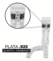 Dije Letra Inicial Plata 925 con Zirconia Transparente para Mujer - Imagen 3