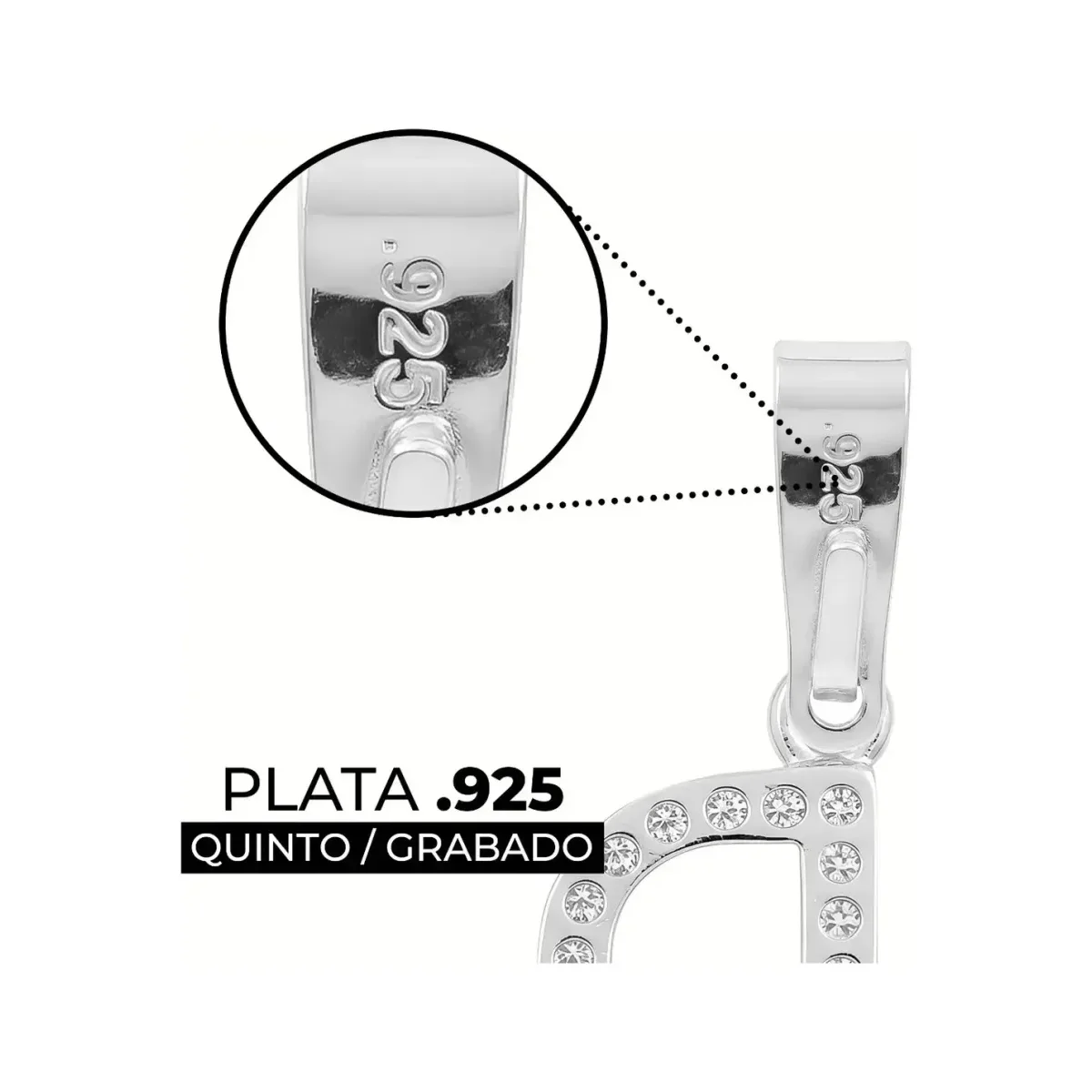Dije Letra Inicial Plata 925 con Zirconia Transparente para Mujer - Imagen 3