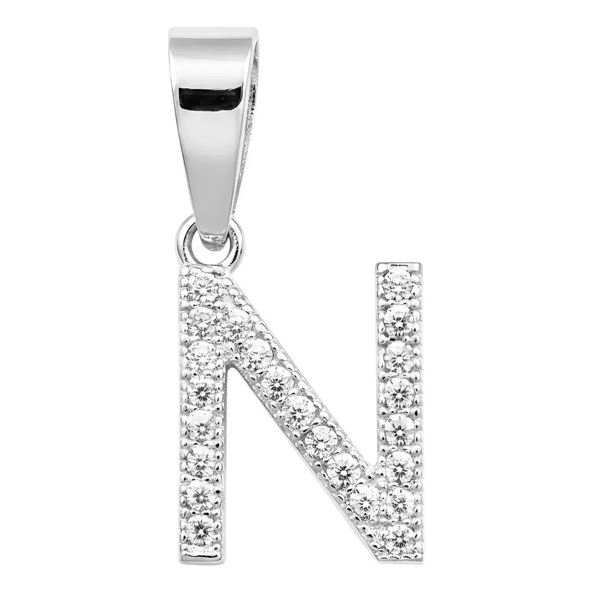 Dije Letra Inicial Plata 925 de ley con Zirconia Transparente, joyería personalizada hipoalergénica con significado. Colgante