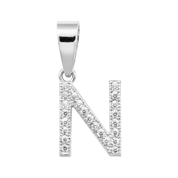 Dije Letra Inicial Plata 925 con Zirconia Transparente - Imagen 1