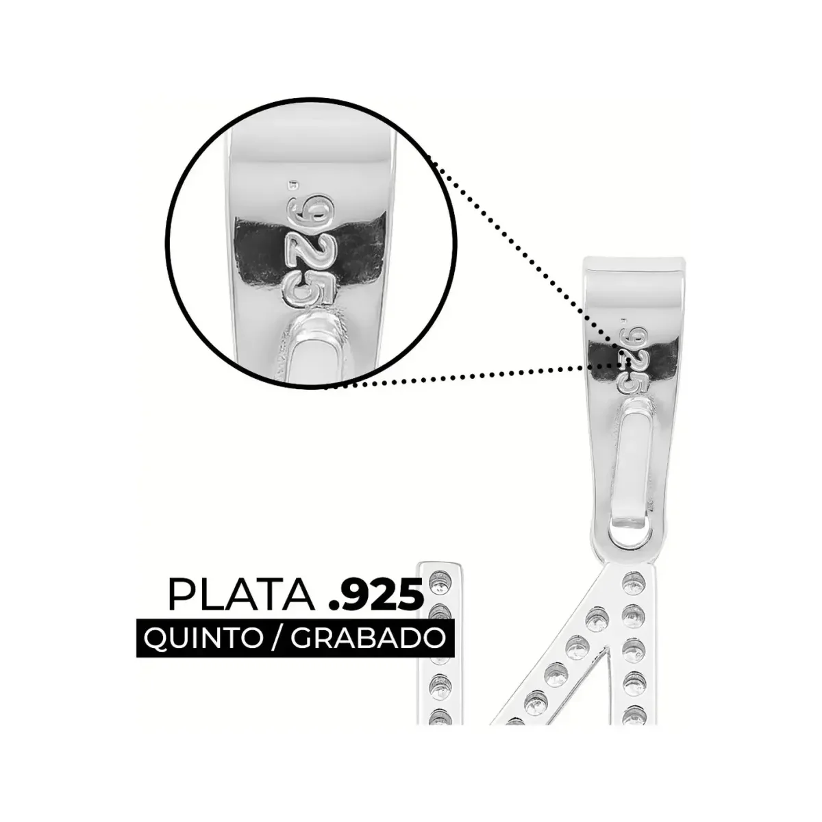 Dije Letra Inicial Plata 925 con Zirconia Transparente - Imagen 3