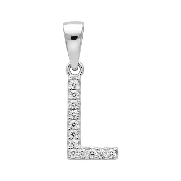 Dije Letra Inicial Plata 925 Zirconias para Collar - Imagen 1