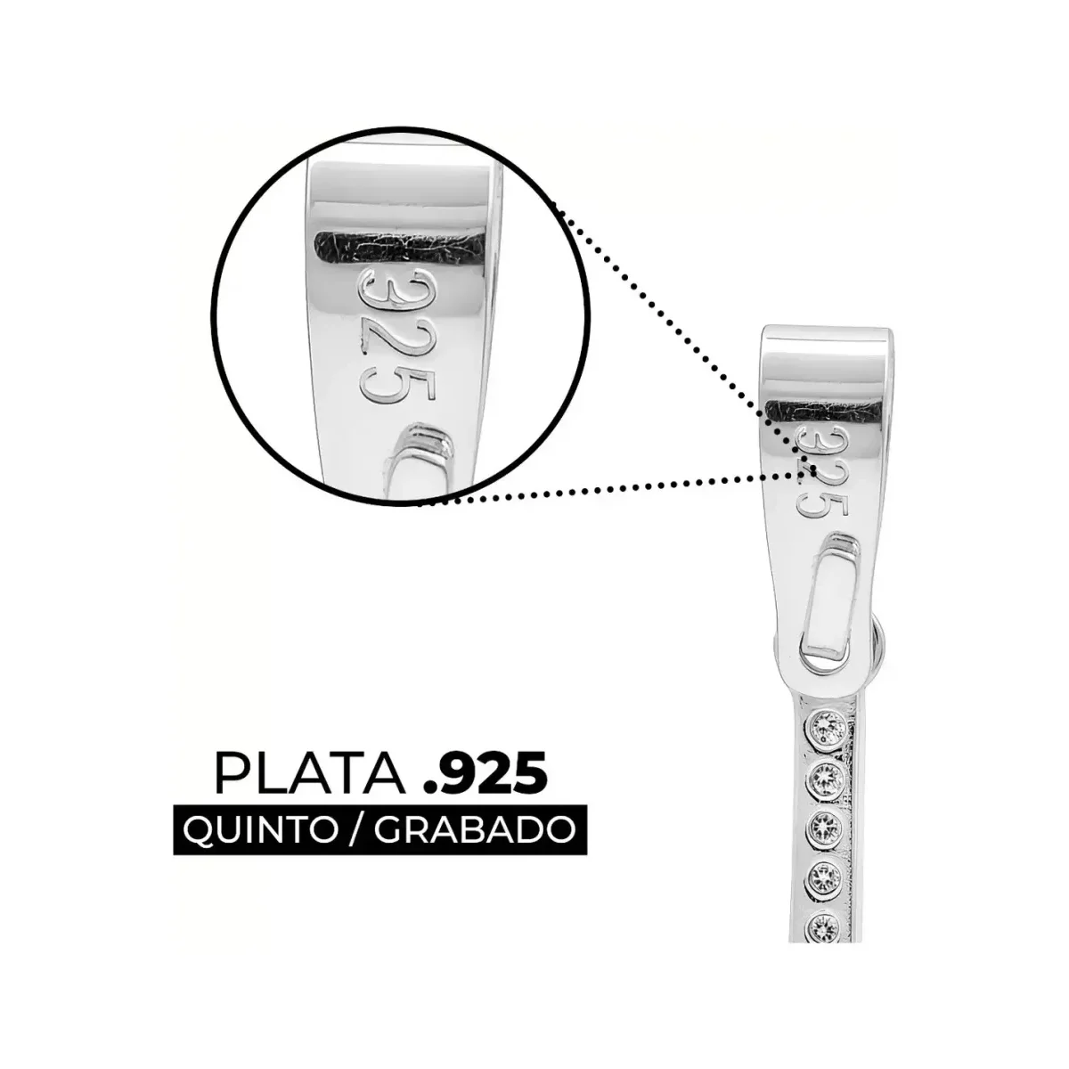 Dije Letra Inicial Plata 925 Zirconias para Collar - Imagen 3