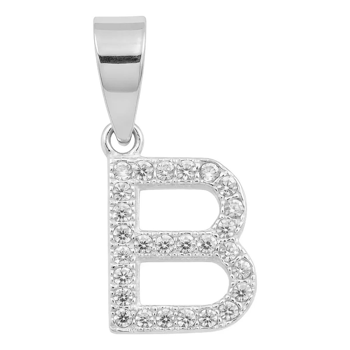 Dije Letra Inicial Plata Ley 925 con Zirconia Transparente, un charm de letra brillante para collar personalizado. Elegante c