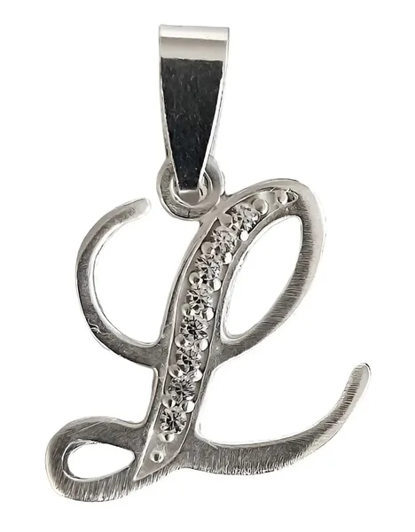 Dije Letra L Plata 925 con Zirconia - Imagen 1