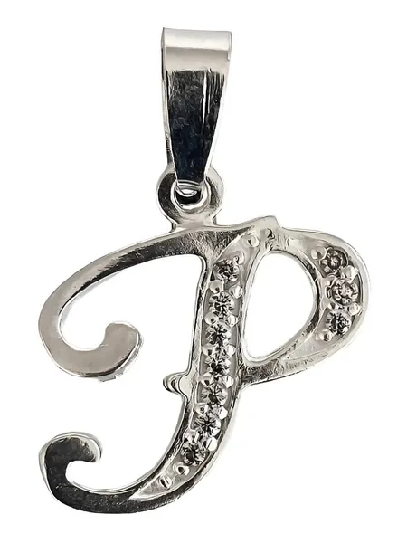 Dije Letra P Inicial Plata 925 Zirconia Brillante - Imagen 1