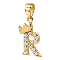 Dije Letra R con Corona de Oro 10k con Zirconias de 20 mm - Imagen 3