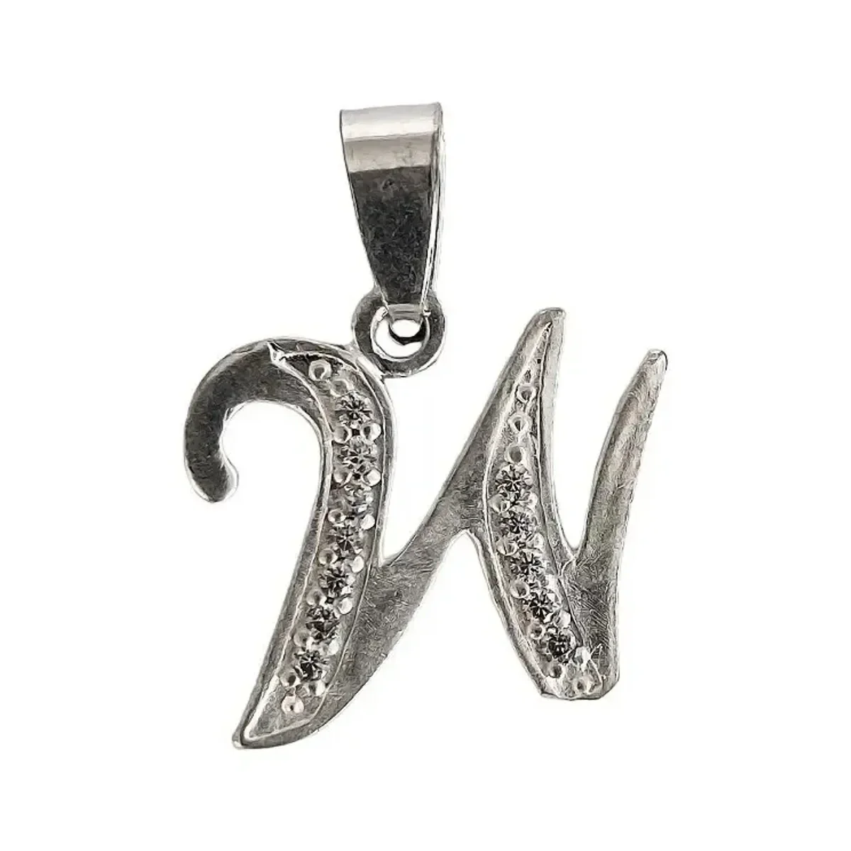 Dije Letra W Plata 925 con Zirconia Transparente, brillante diseño para joyería de plata moderna, colgante inicial y accesori