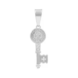 Dije Llave Medalla San Benito Plata Esterlina 925 Unisex - Imagen 1