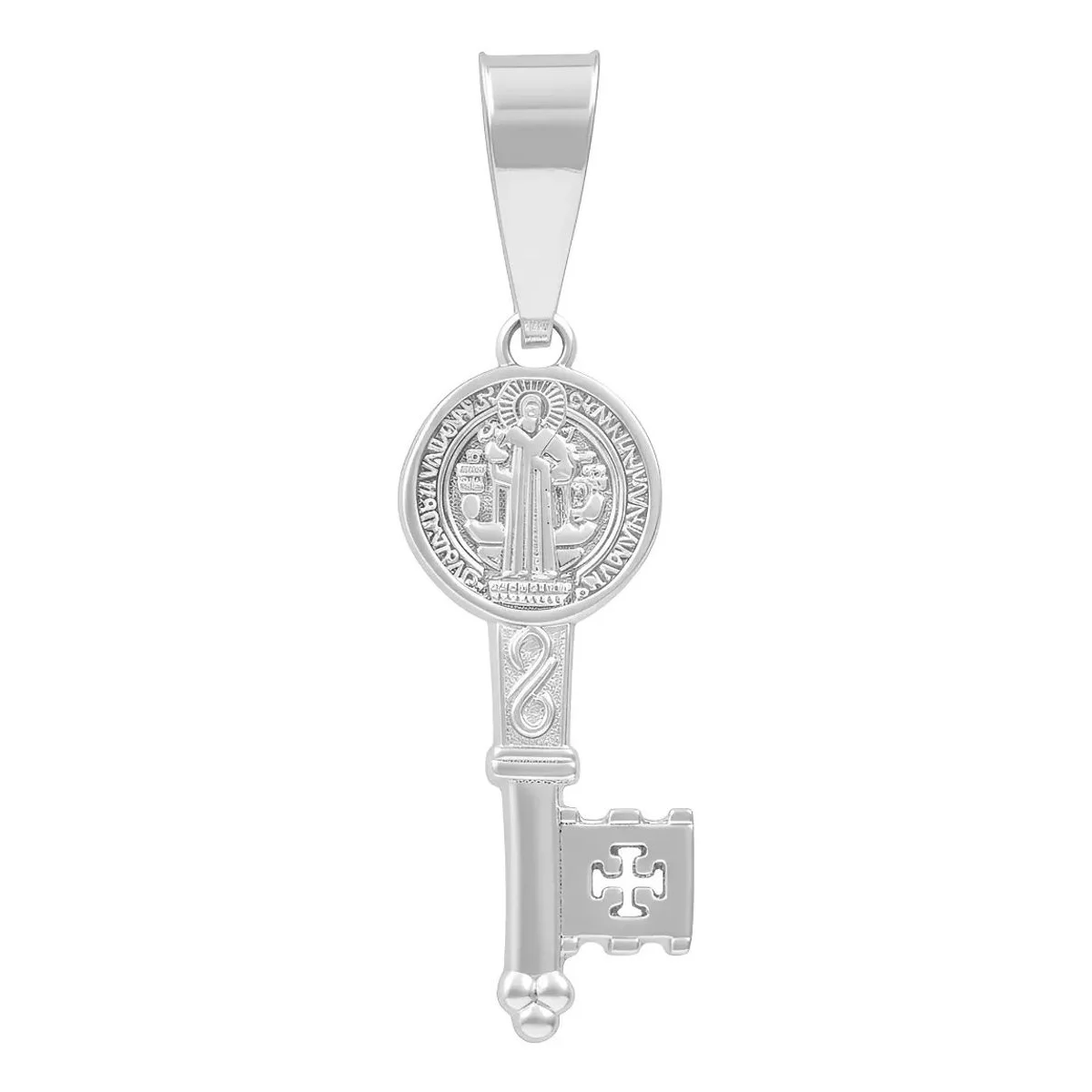Dije Llave Medalla San Benito Plata Esterlina 925 Unisex - Joyaris joyería fina artesanal mexicana
