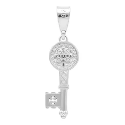 Dije Llave Medalla San Benito Plata Esterlina 925 Unisex - Imagen 2