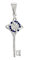 Dije Llave Nudo Bruja Celta Plata 925 Zirconia Azul para Hombre y Mujer - Imagen 1