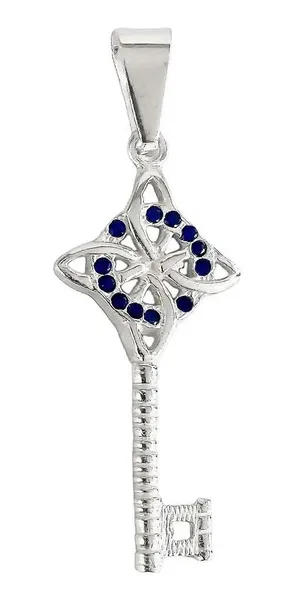 Dije Llave Nudo Bruja Celta Plata 925 Zirconia Azul para Hombre y Mujer - Imagen 1
