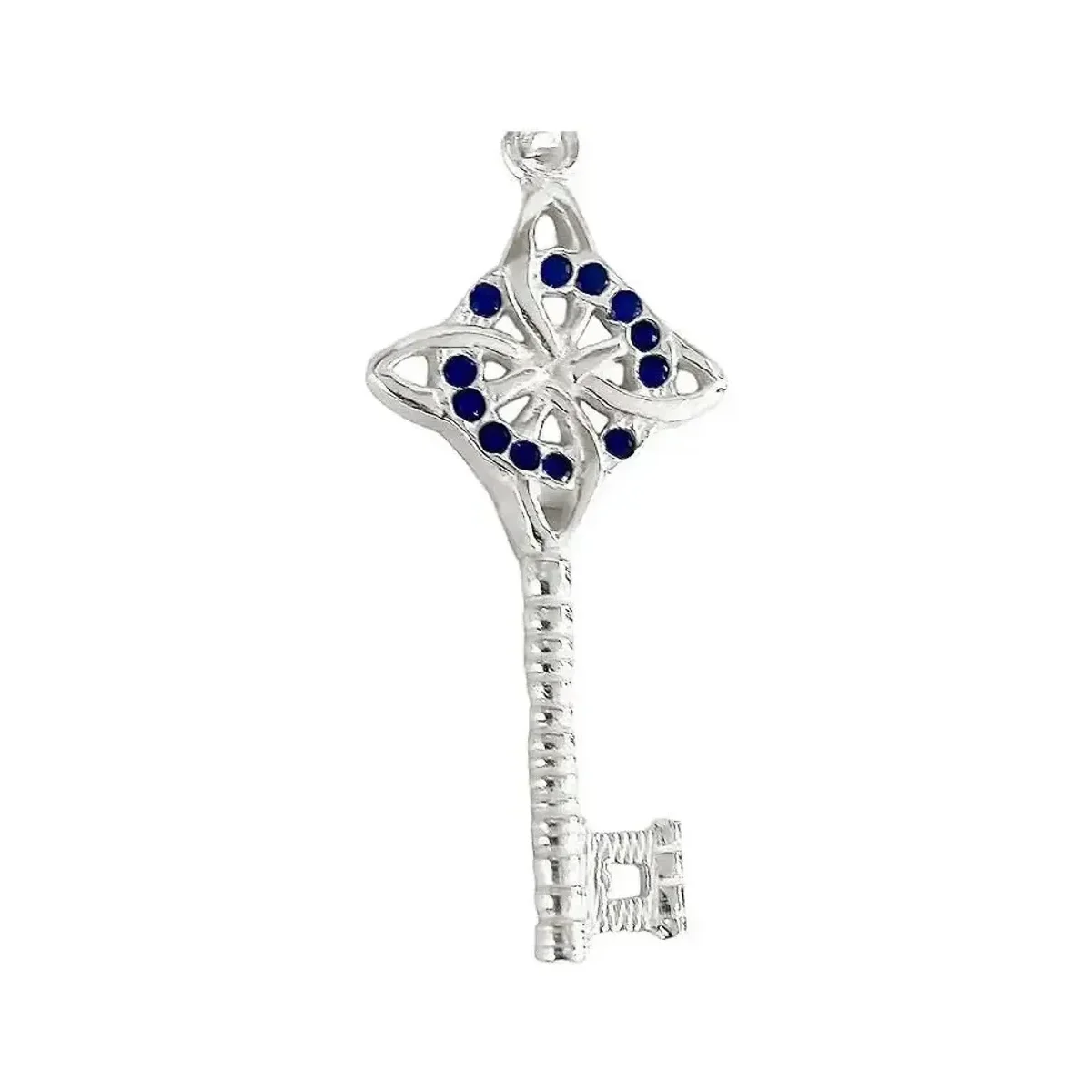 Dije Llave Nudo Bruja Celta Plata 925 Zirconia Azul para Hombre y Mujer - Imagen 3