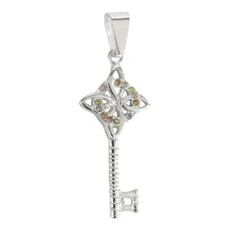 Dije Llave Nudo Bruja Celta Plata 925 Zirconia Champagne - Imagen 1