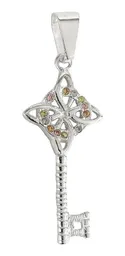 Dije Llave Nudo Bruja Celta Plata 925 Zirconia Champagne - Imagen 1